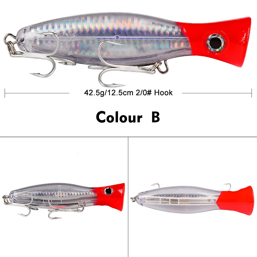 PRO BEROS Big Popper Wobbler Fishing Lure Floating Bait 43g Topwater Whopper Saltwater Lures Isca Artificial Pike Tackle 250708