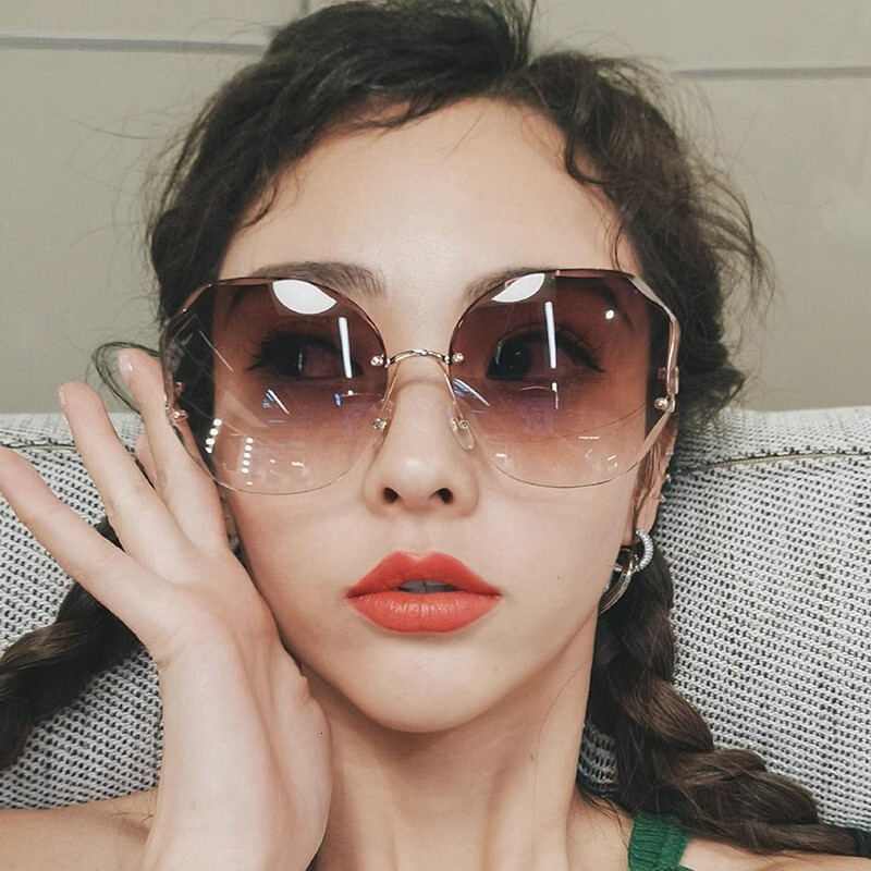 The Designer's Luxurious Sunglasses, Ocean Gradient Sunglasses, Women's Fashion Frameless Cut-edge Sunglasses, Uv-protected Street Style Gla