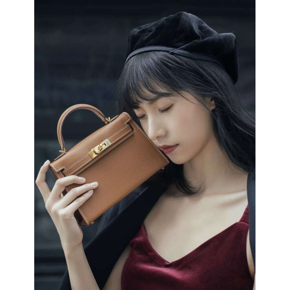 2025 Second Generation Fashion Trend Single Shoulder Crossbody Handbag Genuine Leather Women's Palm Print Cowhide Small Square Bag