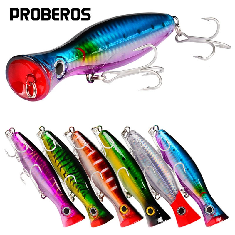 PRO BEROS Big Popper Wobbler Fishing Lure Floating Bait 43g Topwater Whopper Saltwater Lures Isca Artificial Pike Tackle 250708