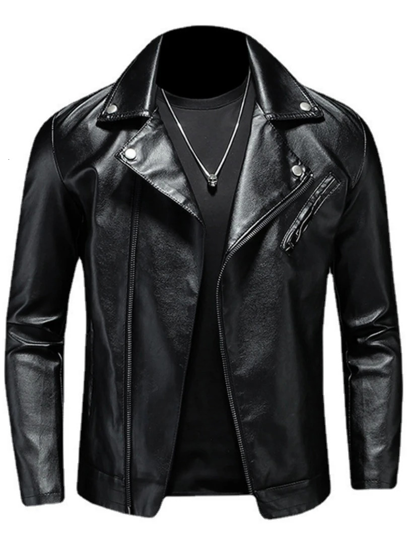 Autumn Motorcycle PU Leather Jacket Men Oversized Casual American Retro Overcoat Unisex Punk Streetwear Coats Bomber Jackets 250708