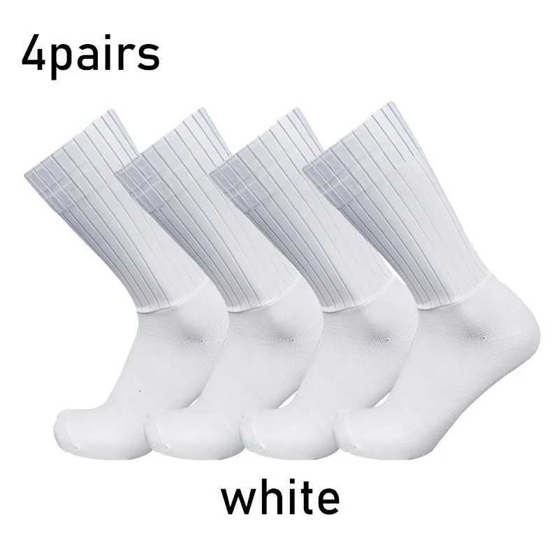 Socks 4pairs/set Aero Pure Color Cycling Silicone Sports Non-slip Pro Racing Bicycle Socks Summer Cool Calcetines Ciclismo S25014