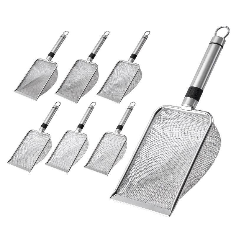 Pet cleaning shovel, stainless steel cat litter shovel with fine holes, immediate cleaning tool for cat and dog waste