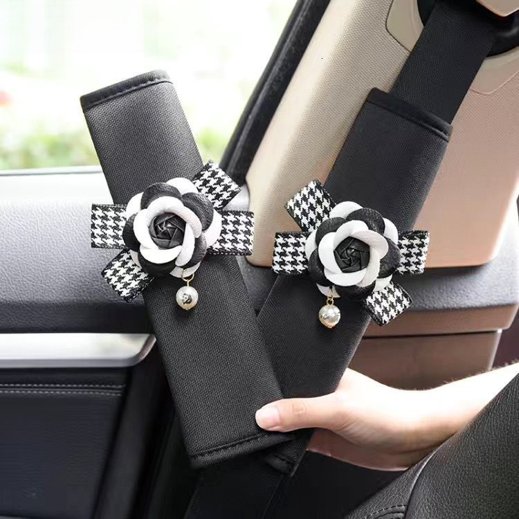 Bowknot Universal Car Safety Seat Belt Cover Pearl Flower Ice Silk Auto Shoulder Pad Styling Seatbelts Protective Car Accessorie
