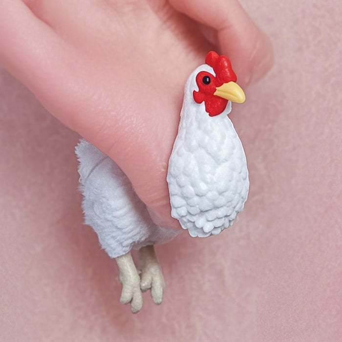 Hand Painted Chicken Earrings Unique Chicken Shaped Earrings Handmade Artistic Design Lightweight Stylish