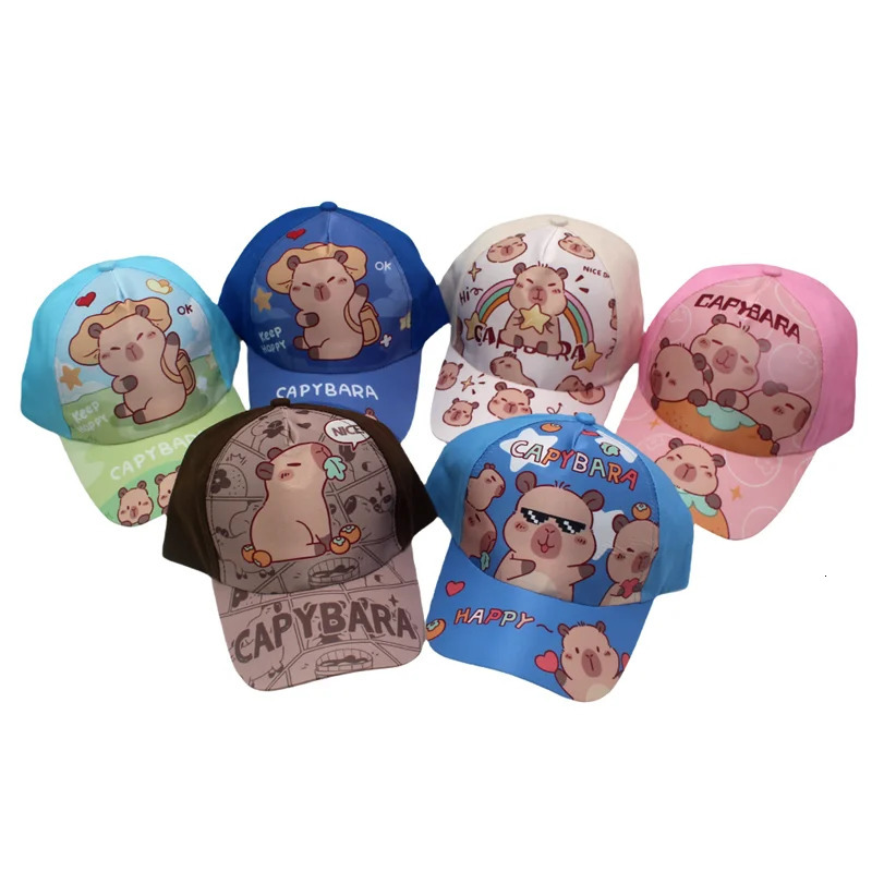 Childrens Cartoon Capybara Printed Cap Boys Girls Outdoor Sunshade Cute Capibara Hat Lovely Kids Baseball 250704