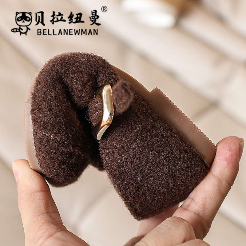 Girls Mary Jane Princess 2024 Autumn Winter New Children's Flat One-Strap T-Grandma Single Shoes