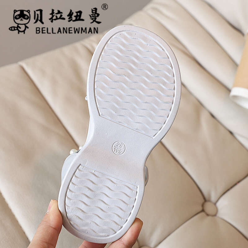 SHEIN Niche Design French Pearl Thick-Soled Princess 2025 Summer New Girls' Bowknot Sandals