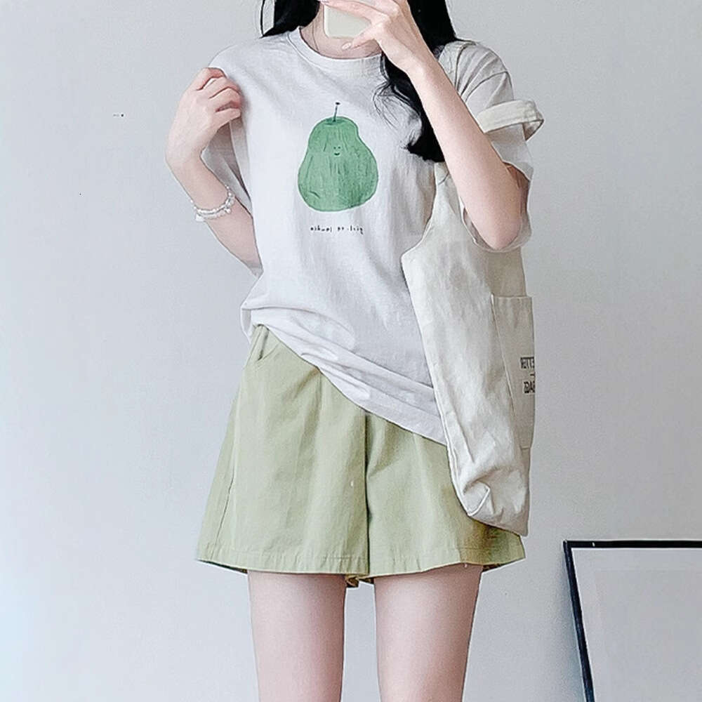 Plus Size Khaki Cargo Summer Korean Style High Waist Slimming Sports Shorts For Petite Women B5