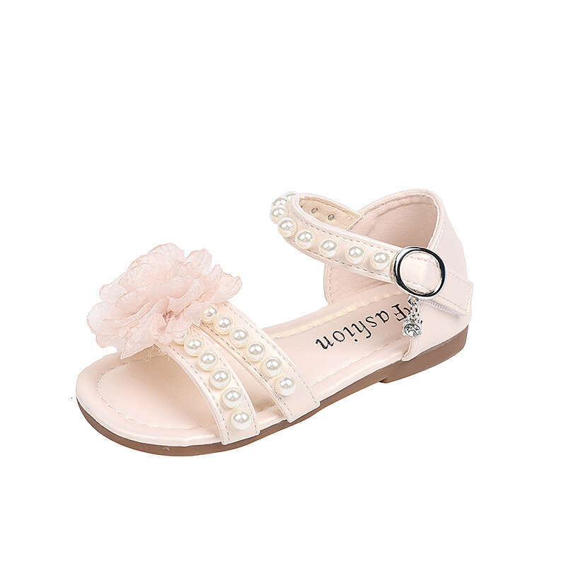 Girls Fashion Beaded Princess Sandals 2025 Summer New Children's Flower Open-Toe Beach Toddler Shoes