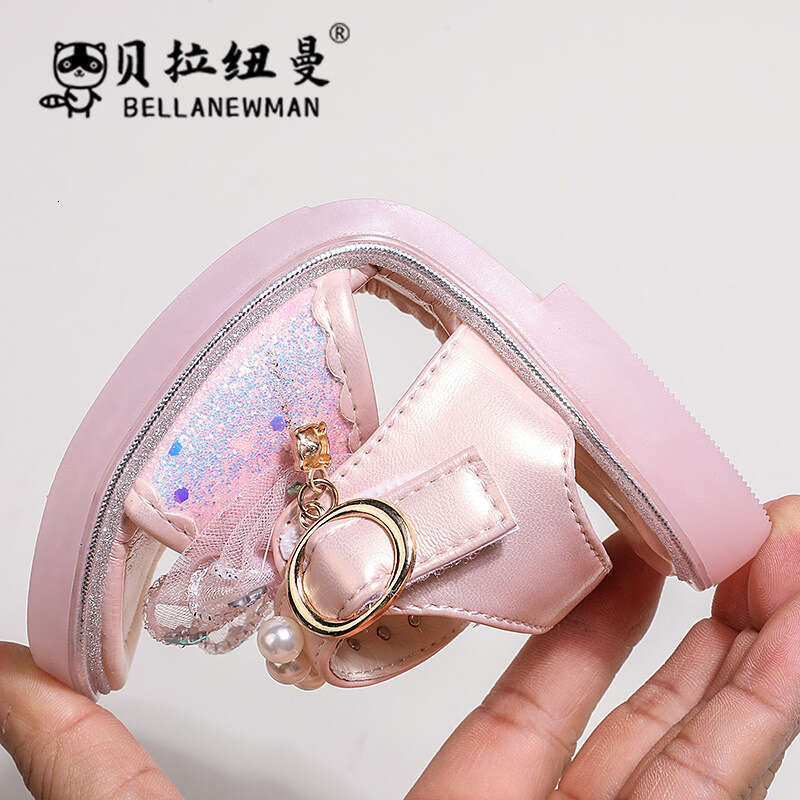 Children's 2024 Summer New Fashion Pearl Bow Princess Sandals Little Girls' Beach Shoes