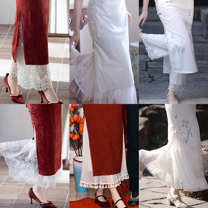 New women's skirt, new Chinese qipao inner layer multi-layer bottom skirt, women's solid color white underskirt, new elegant and dignified s