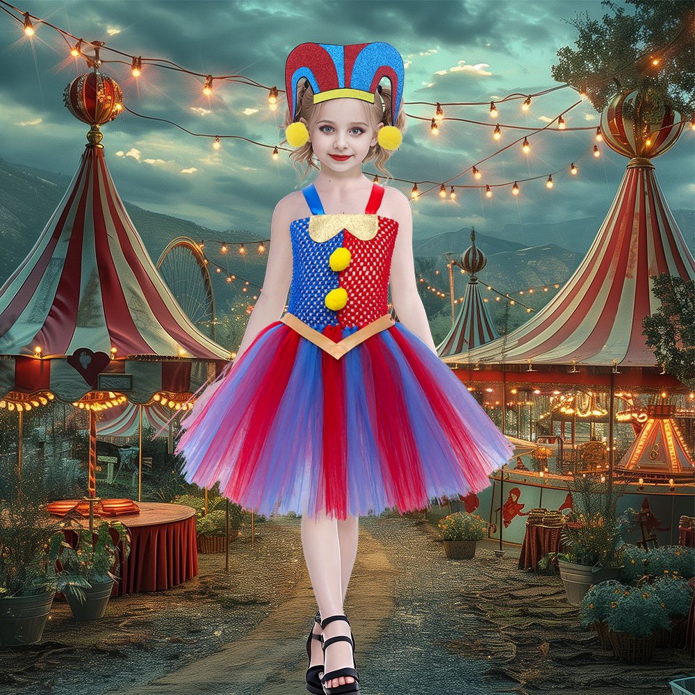 Childrens Cosplay Magical Numbers Circus Princess Dress Halloween Anime Clown Costume Tutu Dress 240329