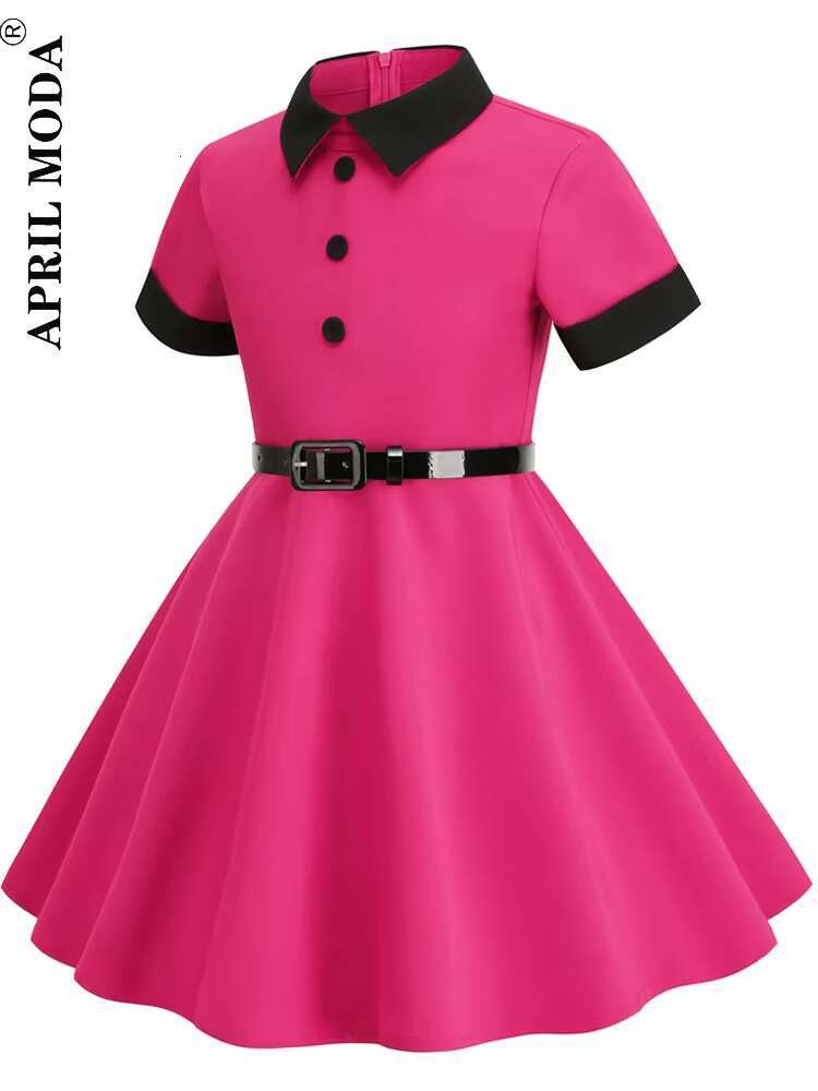 2025 Little Girl Vintage Party Dress Patchwork Solid Summer Dresses Robe Pin Up Retro 50s 60s Rockabilly Pinup Sundress Vestidos dongdumaoyi