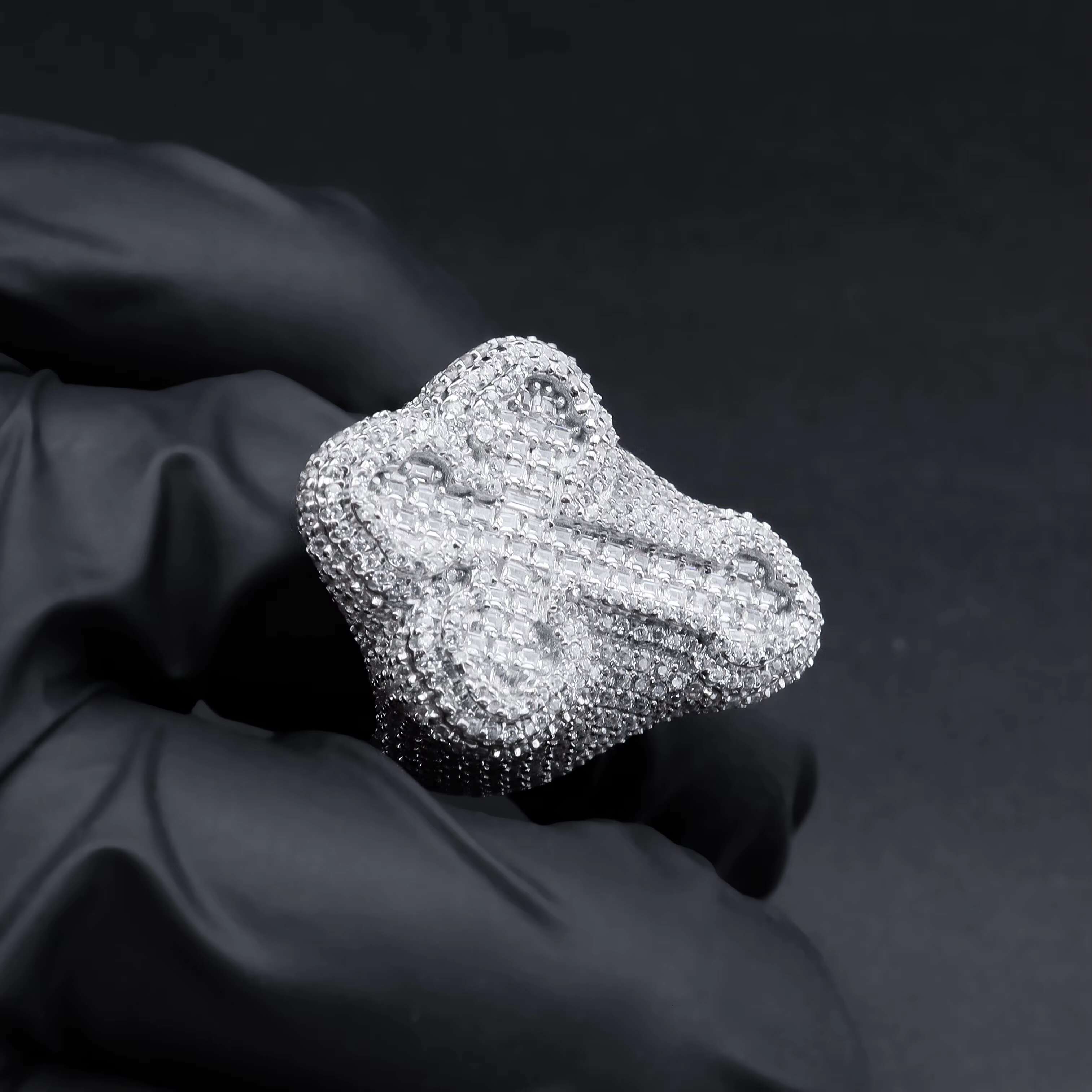 Hip Hop Fashion Style High Quality Vvs D Color Moissanite Baguette Men Diamond Rings S925 Silver Iced Out Cross Hip Hop Ring