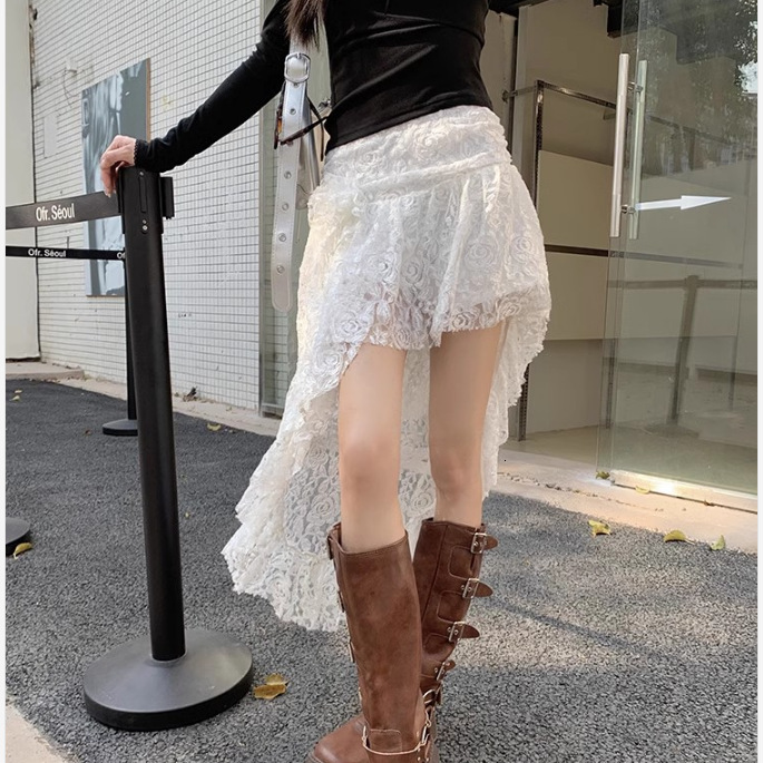 New women's skirt new spicy girl irregular lace half skirt women's high waist slim fit A-line cake skirt new designer dress new women's