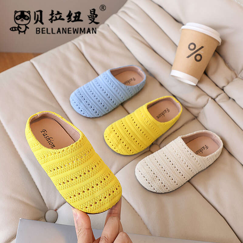 2025 Summer New Style Beach Shoes for Girls, Slip-On Lazy Sandals with Woven Toe