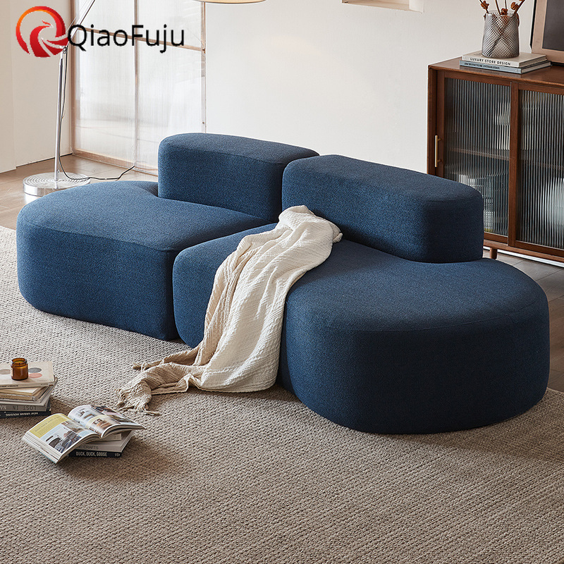 China sofa export module large sofa combination 3M cashew sofa curved designer fabric small apartment living room cross-border vacuum compression sofa