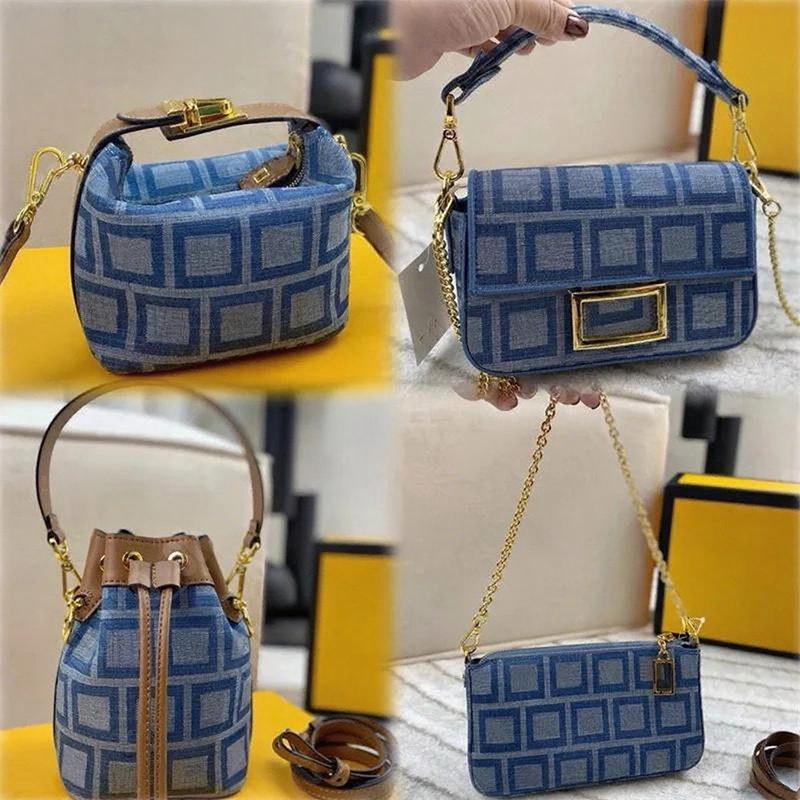 Designer Denim Bag Womens Luxury Vintage Bag Crossbody Bucket Bags Mini Purse Chains Hobo Shoulder Bags Denim Wash Canvas Handbags Women Blue Jeans Beach Bags