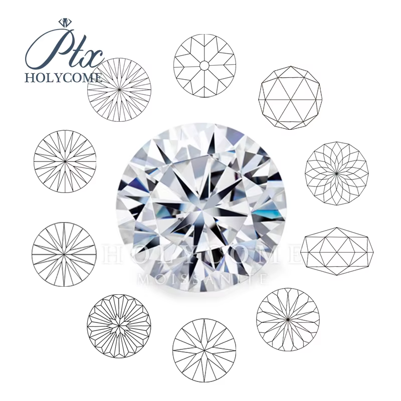 Top Quality Synthetic Moissanite Stones Multiple Cuts Portuguese Old European Round Brilliant Cut GRA Certificate White Moissanite for Jewelry Making