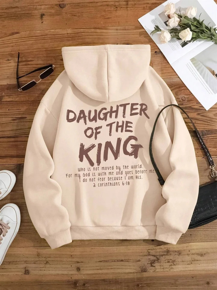 Daughter Of The King Letter Graphic Women Sweatshirts Simple Comfortable Harajuku Alt Pria Y2k Girls Goth Pullover 250707