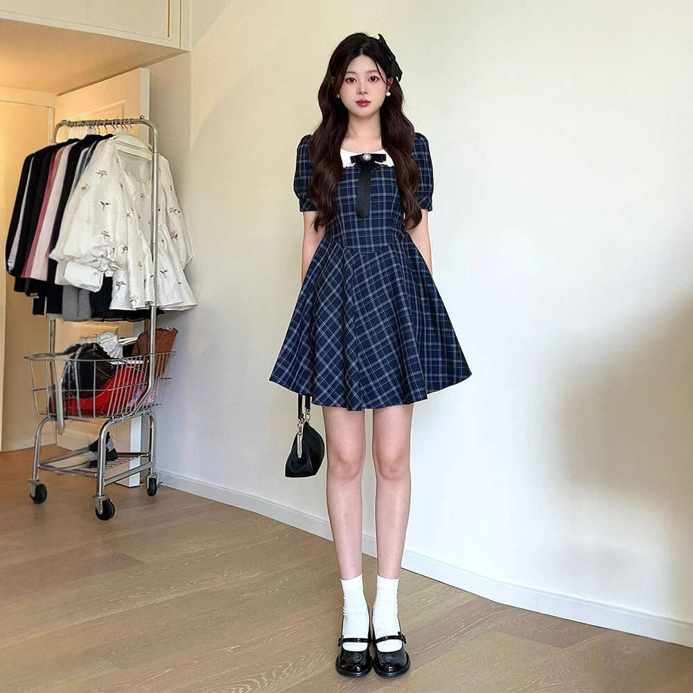 Petite Collar Plaid Sweet For Girls First Love Series Adorable Princess Style Doll Dress B5