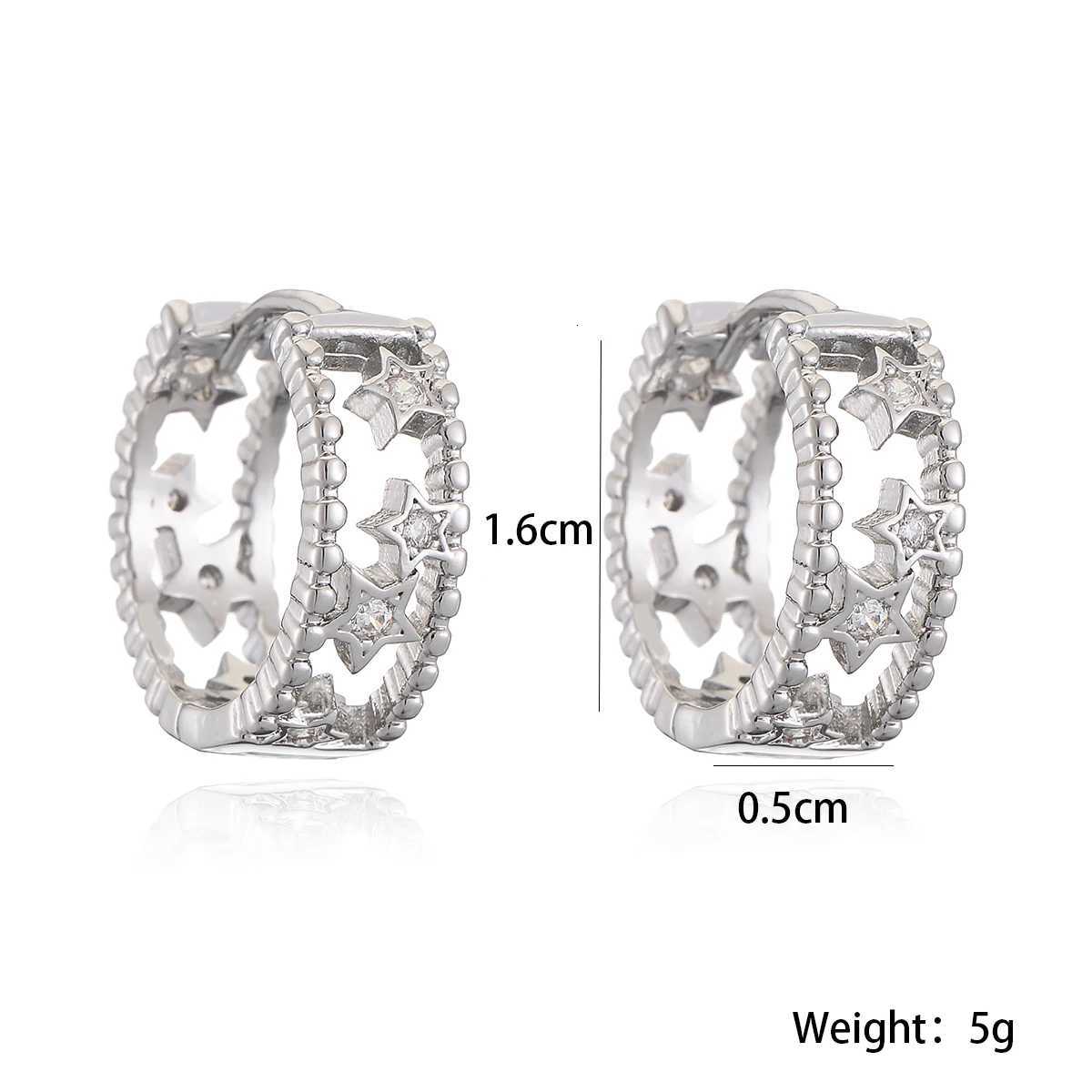 Hollow Out Design Star Cute Hoop Earrings For Wen Gold/Sier Color CZ Copper Jewelry Fem Y250714