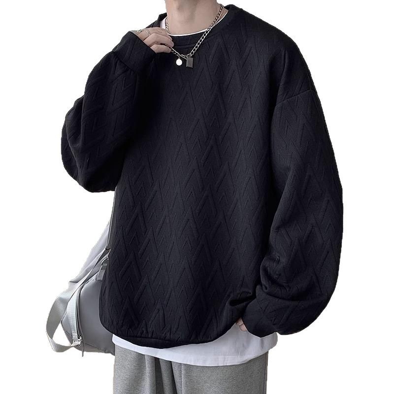 HL16335 collar jacquard sweatshirt men's long-sleeved T-shirt spring and autumn American loose casual men's clothing without hood