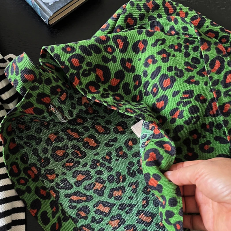 Womens Corduroy Shoulder Crossbody Bag Green Leopard Print Cloth Large Capacity Handbag Casual Travel Shopping 250704