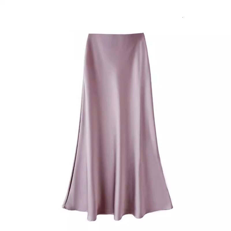 New women's skirt new high waisted slim fit mid length skirt women's satin tight mermaid long skirt summer pleated skirt new designer dress