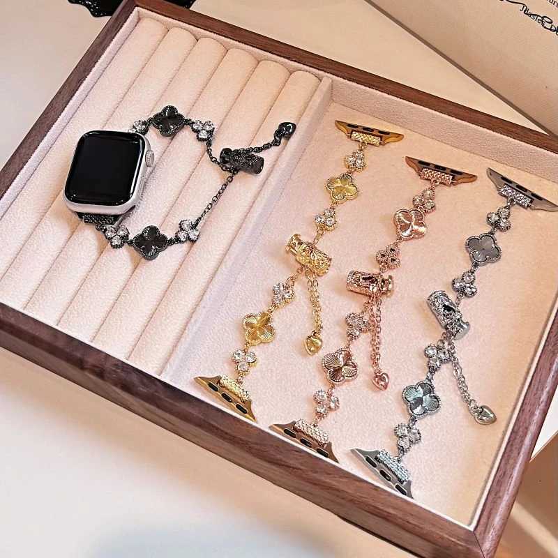 Sparkling Diamond Set Chain Compatible with iWatch Strap 38mm 40mm 41mm 42mm 44mm 45mm 49mm Fashion Strap Y250714