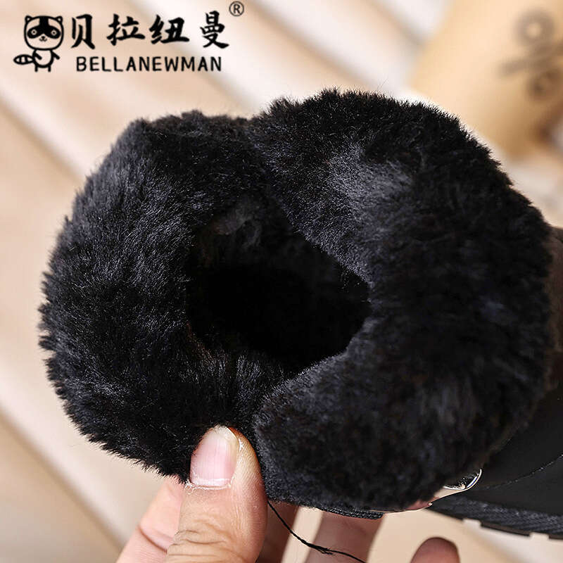 Boys' Thickened Warm Snow 2024 Winter New Girls' Black Cotton Shoes Student Short Boots for Older Children Trendy