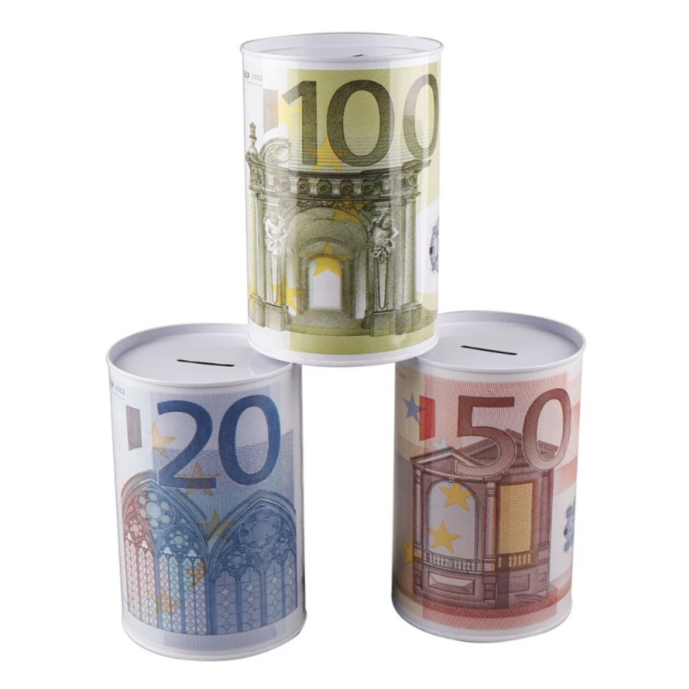 Dollar Moneys Box Piggy Bank Logbook Series Tin Plate Box Safe Cylinder Piggy Bank Banks Gift Home Decoration Moneys Box Savings 250709