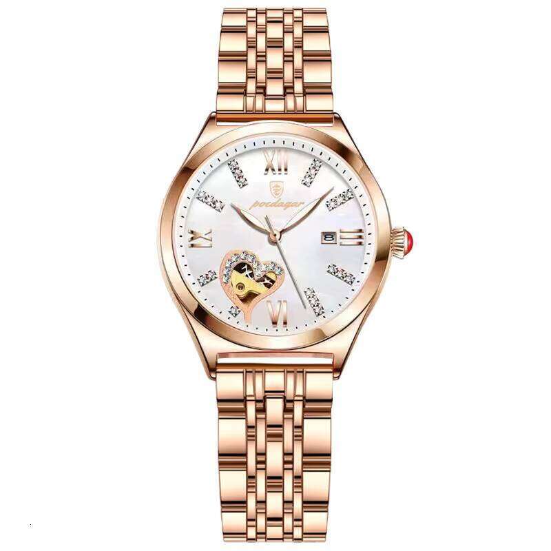 DHgargets Trendy Korean-Style Women's Watch - Waterproof 30M Luminous Stainless Steel Quartz Watch with Date (Model 320 Steel)