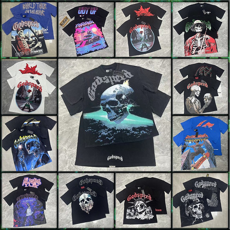 Godspeed shirt designer t shirt mens tshirt short sleeve beach hipster fabric Stree printing Men Women street High Quality Vintage Fashion washed black tee eur size