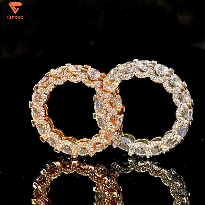 Luxury Jewelry 4mm Moissanite Ring 925 Sterling Silver Gold Plated Fashion Ring for Men and Women