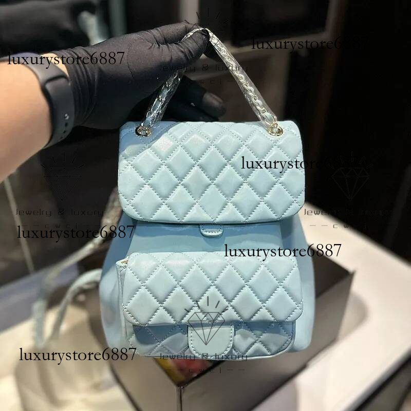 Women Designer Backpack Shoulder Bag Adjustable Straps Flap Pocket Metal Buckle Matelasse Chain Quilted Leather String Makeup Purse Tote Handbags 22x20cm