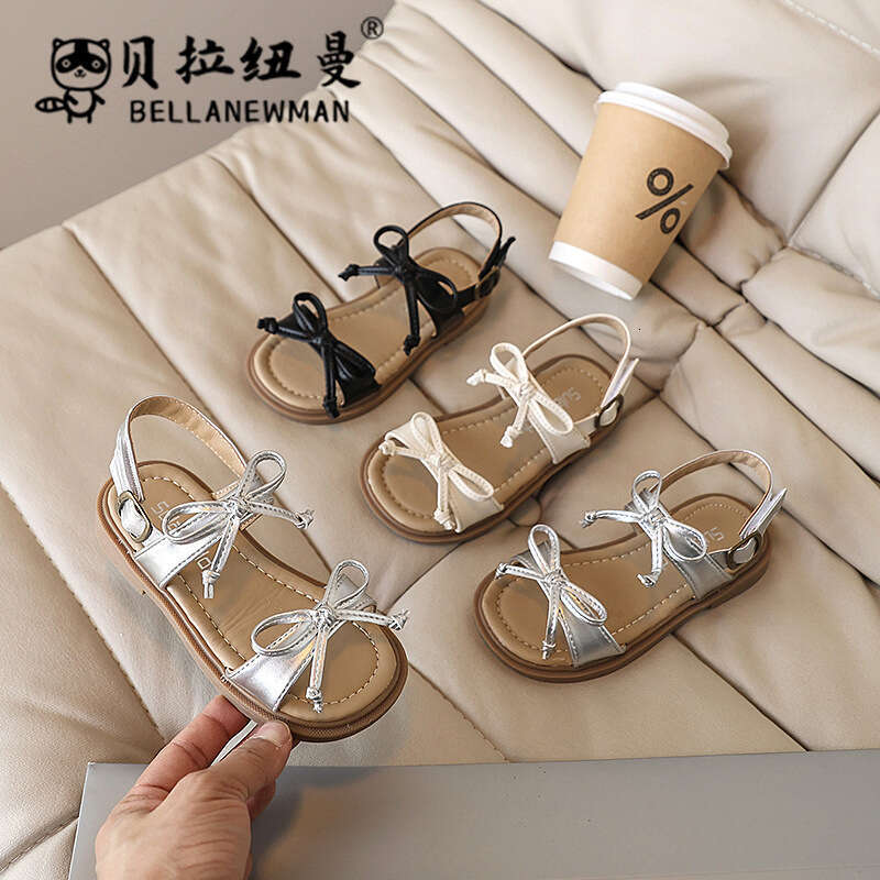 Choice Hot-Selling Girls' Bow Princess Sandals 2025 Summer New Children's Fashion Soft Sole Beach Shoes