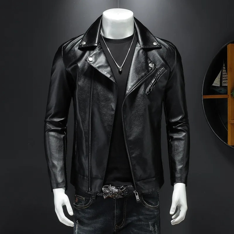 Autumn Motorcycle PU Leather Jacket Men Oversized Casual American Retro Overcoat Unisex Punk Streetwear Coats Bomber Jackets 250708
