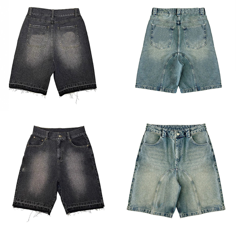 25ss Men's Pants Casual Shorts Y2K Harajuku Hip Hop Letters Embroidery Retro Blue Baggy Jeans Denim Gym High Waist Mens Pants