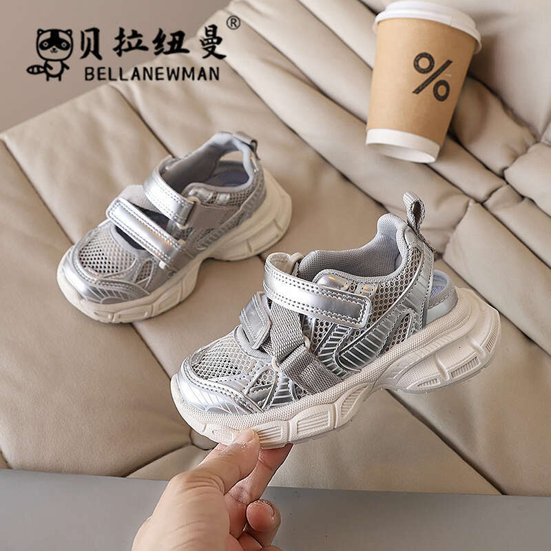 Bella Newman Hollow Children's Sports Sandals 2025 Spring Autumn New Korean Style Girls' Mesh Boys' Shoes