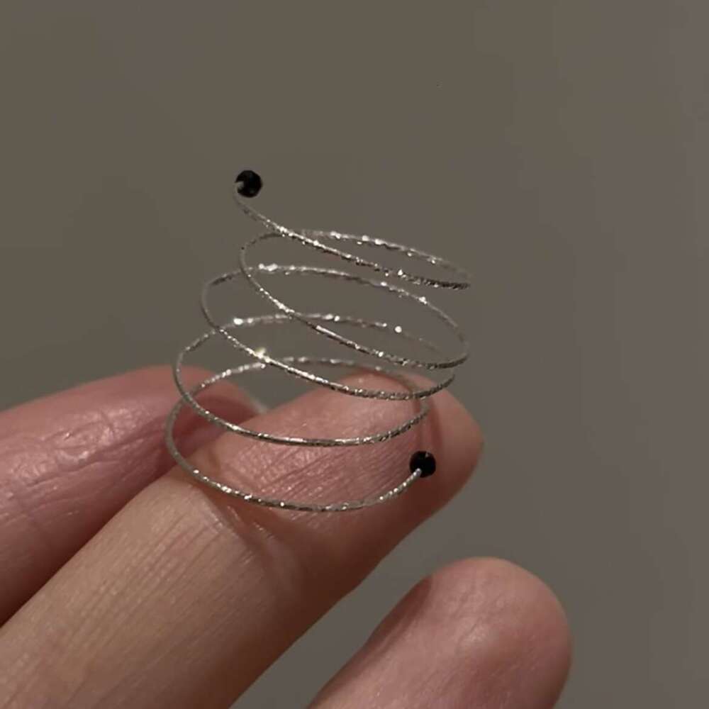 S Pure Silver Sparkling Spring Wire Minimalist Style Niche Fashion High-Value Index Finger Ring