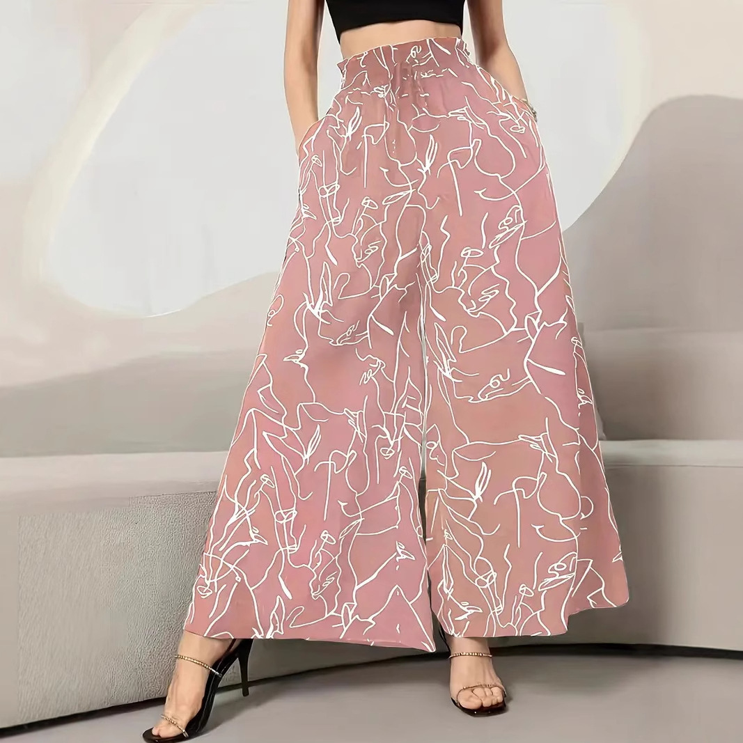 2025 New Women's Skirt New Luxury Women's Pants Skirt Printed Long Skirt Women's Pants Summer Large Bottom Long Fold Design New Designe