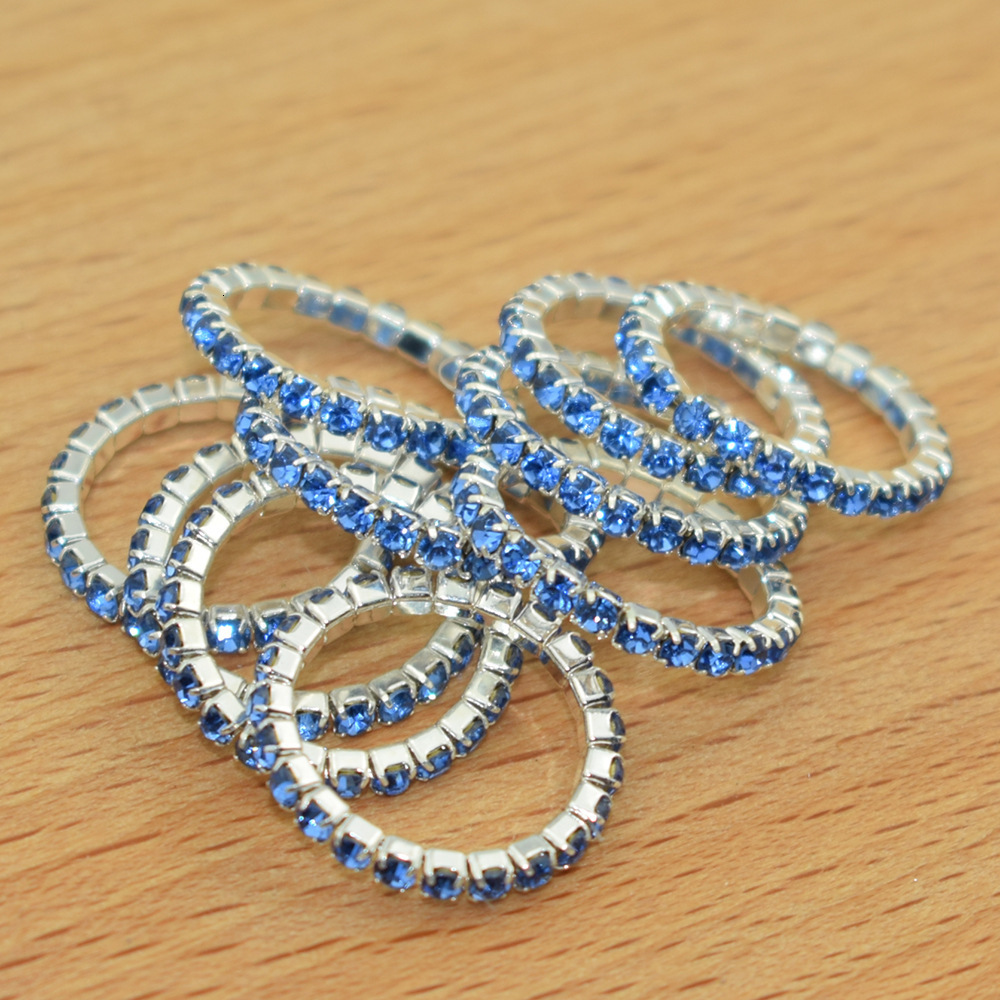 Korean Style Single Row Rhinestone Ring Elastic Ring Inlaid Ring Mixed Batch Elastic Ring 241225