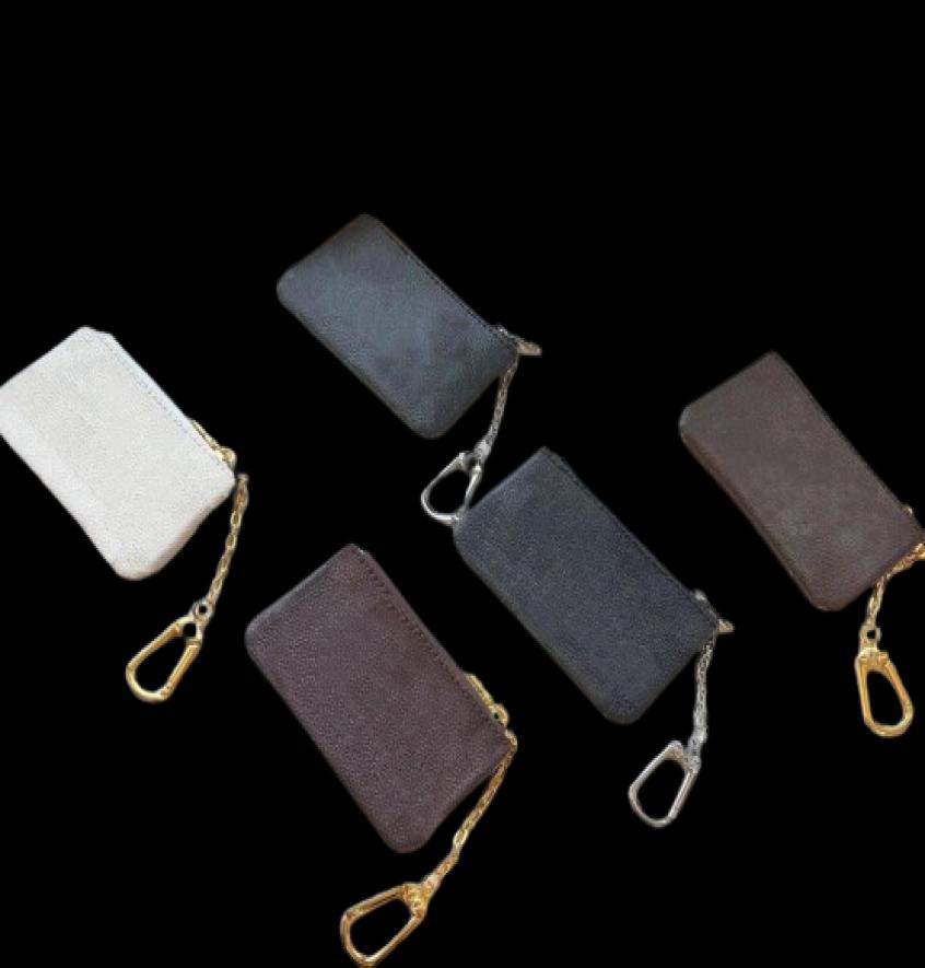 Designer wallet Keychain Keyring Fashion Purse Car Chain Charm Brown Womens Mens Key Ring Credit Card Holder Zip Coin Purses Mini 3738915