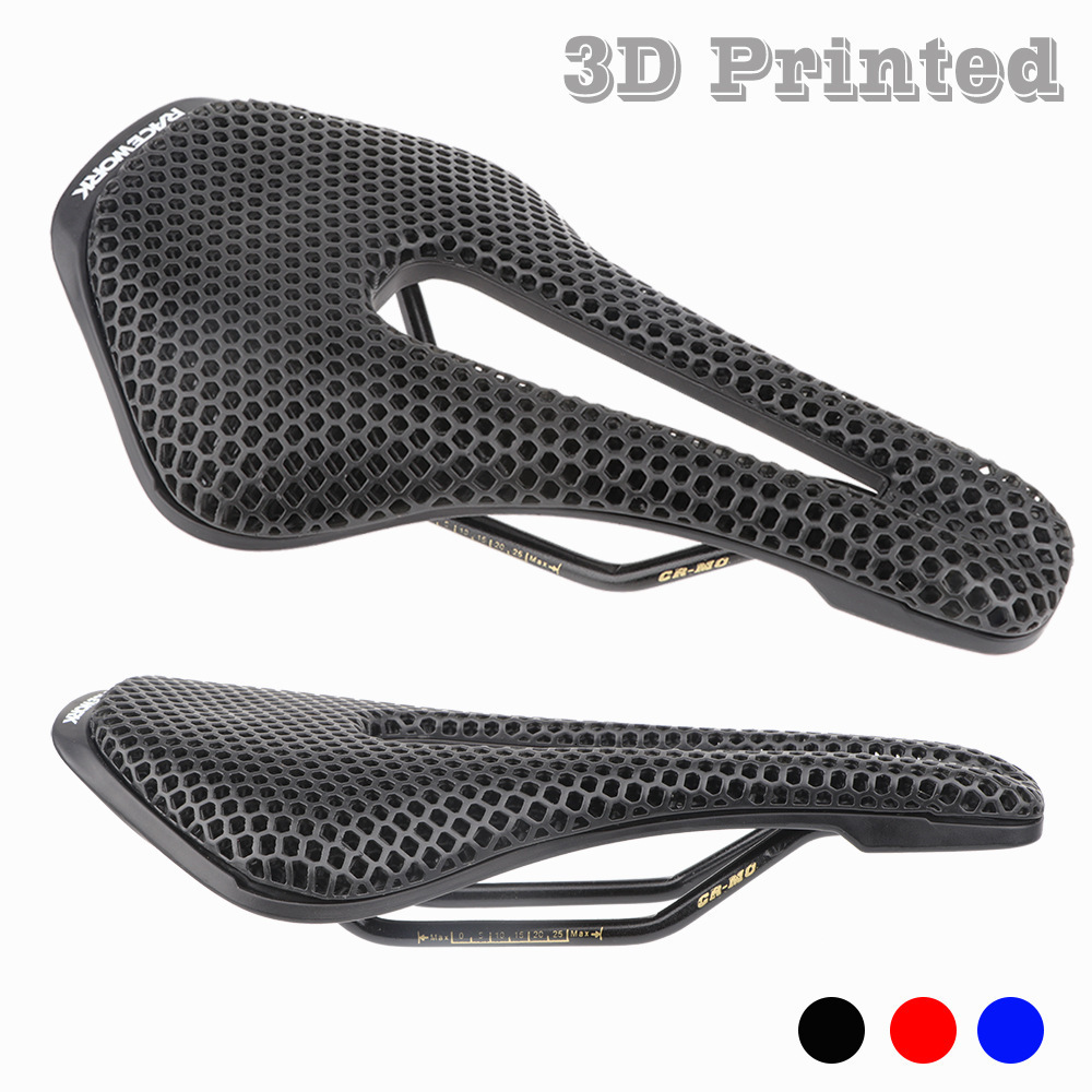 RYET 3D Printed Bicycle Saddle Ultralight Carbon Fiber Hollow Comfortable Breathable MTB Gravel Road bike Cycling Seat Parts 240507