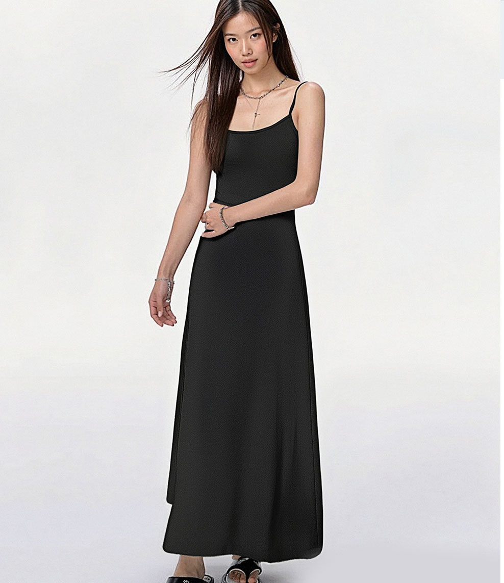 G929 Snow Cotton Tencel French Dress Waist Sling Women's
