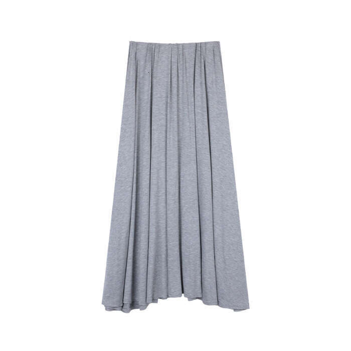 Black High-Waisted For Women Summer New Style Petite Slimming Draped A-Line Flared Midi Skirt B5