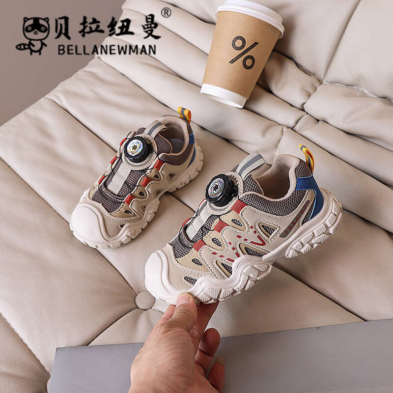 Girls' Fashion Dad Shoes 2025 Spring and Autumn New Korean Style Boys' Mesh Breathable Rotating Buckle Sneakers