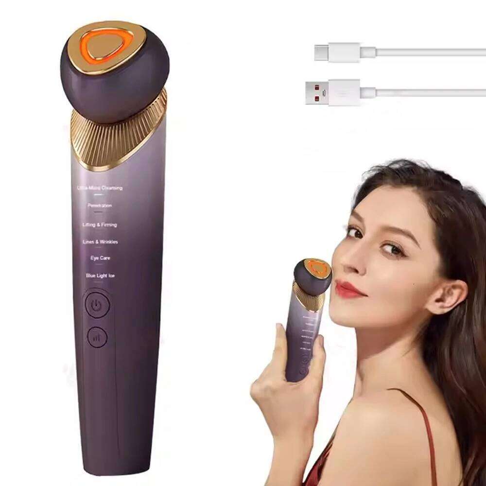 Microcurrent Face Lifting Massage Hot Cold Compress Deep Cleansing Skin Beauty Device EMS Facial Massager Eye Care